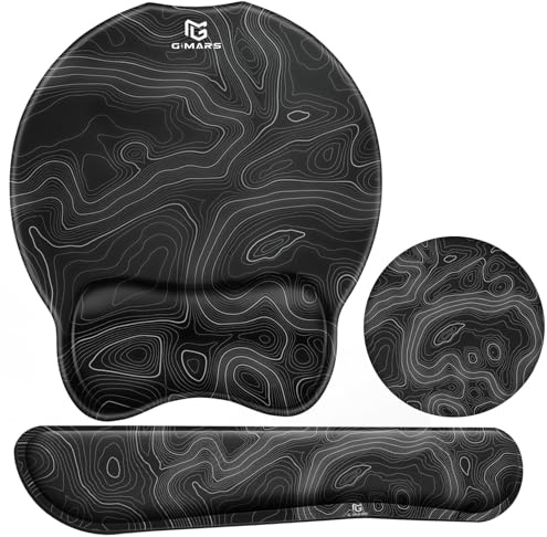 Gimars Upgrade 3 in 1 Enlarge Superfine Smooth Gel Ergonomic Mouse Pad Wrist Support and Keyboard Wrist Rest for Computer, Laptop, Mac, Gaming and Office, Durable, Comfortable and Pain Relief, Map