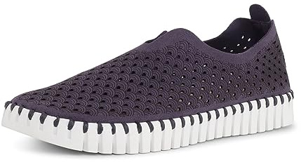 ILSE JACOBSEN - Womens Tulip White Sole Slip on Shoes, 7.5 UK, Navy