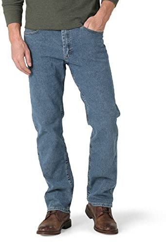 Wrangler Authentics Herren Regular Fit Comfort Flex Waist Jeans, Hell, Stonewashed, 44W / 32L