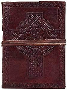 HONEY LEATHER EXPORTERS Handmade Vintage Antique Look Genuine Leather Bound Christian Catholic Journal Diary Notebook Travel Book with Blank Unlined Pages to Write for Men Women Gift for Him Her Celt
