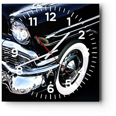 Modern Wanduhr Auto Chrom Kuba 40x40cm Quadrat Groß Wand Uhr Glas Analog Zimmeruhren Küche Büro Wohnzimmer Glasuhr Wall Clock Dekoration Design Wanddekoration Küchenuhr C4AC40x40-1451