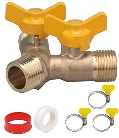 Mxfans Dual Shut-Off Controls Valve Y Connector 3-Way Metal Splitter Valve