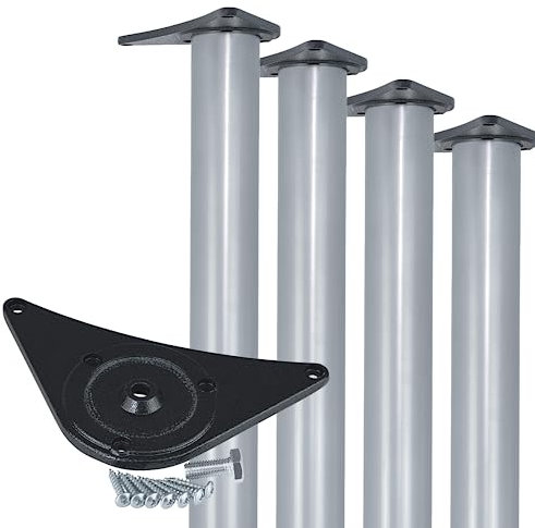 Gedotec Tischbeine Metall Silber matt D 60 mm [EXTREM STABIL] 4 Stück Tischfüße Silber I Tischbeine Höhenverstellbar Höhe 710 mm + 30 mm inkl. Befestigungsmaterial I Schreibtisch Beine I Table Legs