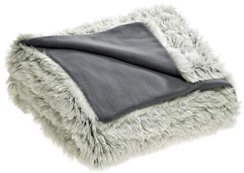 CelinaTex Shetland Bettwäsche 155 x 220 cm 2-teilig Creme grau Polar-Fleece Bettbezug Flokati Optik Bett Garnitur