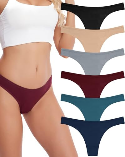 Anzermix sous-vêtement Simple et Comfortable Tanga Coton pour Femmes Lot de 6 (6-Pack Dark Vintage, S)