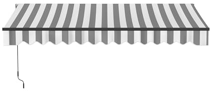 ALEKO Patio Awning Caribbean Black Frame, 13x10 Gray & White