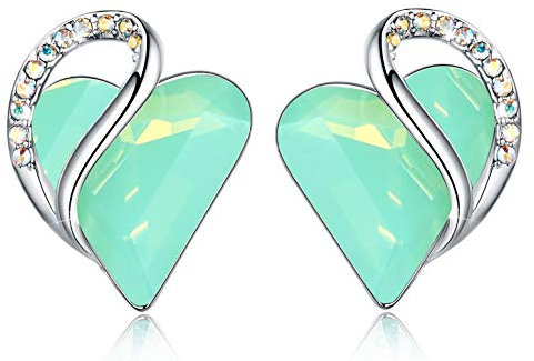 Leafael Infinity Liebe Herz Geburtsstein Ohrringe für Frauen, Kristall-Ohrstecker mit Premium-Kristallen, Allergie-freien Schmuck für Frauen mit Geschenk-Box, Silber-Ton Geburtsstein damenohrringe