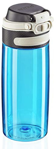 Leifheit Flip Gourde réutilisable (550 ml), bouteille plastique tritan 100% étanche, bouteille infusion avec filtre, utilisable à une main, bleu océan