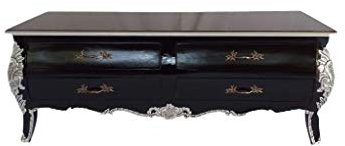 Antik Louises Barock Rokoko Stilmöbel Kommode Sideboard Kommodenschrank Sideboardschrank Farbe schwarz mit Silber Nr. 26 Breite 125cm