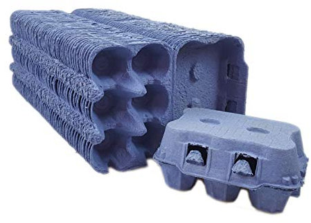 Ingbertson 50 Eierkartons blau für 6 Eier/Eierschachteln für Hühnereier ohne Aufdruck Eierpappen Eierhöcker Eierlagen Eierschachteln (50 Stück, für je 6 Eier, Blau)