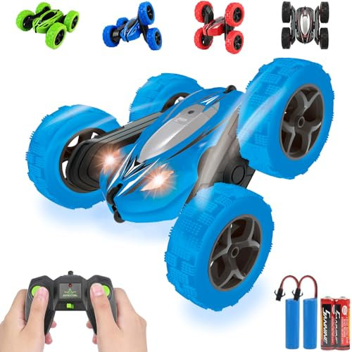Pup Go RC Stunt Car for Boys and Girls 3 4 5 6+, Featuring 2.4GHz Wireless Control, 360° Rotating Stunts, Rechargeable 2 Batteries, Ideal for Indoor Outdoor Play, Christmas and Birthday Gifts Blue