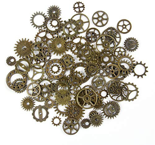 GAOHOU 20pcs Bronze Uhrenteile Steampunk Cyberpunk Zahnräder Zahnräder für DIY Craft Charms Anhänger