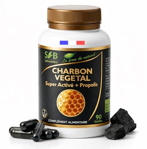 SFB Laboratoires Charbon Végétal Super Activé et Propolis Verte – 90 Gélules Naturelles pour Digestion Saine, Réduction des Ballonnements, Élimination des Toxines – Complément Alimentaire Végétal