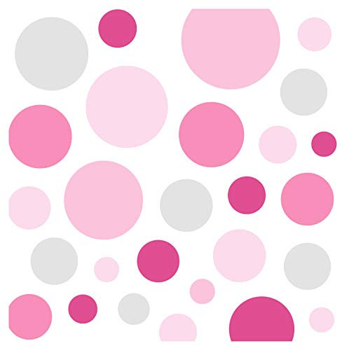 Little Deco Wandsticker 86 Punkte Kinderzimmer Mädchen Kreise | rosa pink hellgrau | viele Farben Wandtattoo Klebepunkte Wandaufkleber Dots bunt DL390
