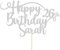 Personalised Happy Birthday Glitter Cake Topper - Light Silver Any Name & Any Age Glitter Cake Decoration and Sprinkles - Happy Birthday Decorations - Personalised Toppers for Cakes by Cakeshop