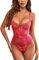 EVELIFE Body Donna Sexy Pizzo Lingerie Babydoll Uno Pezzo Teddy Lingerie Intima da Notte (Rose Red, L)
