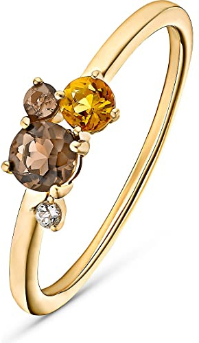 CHRIST Damen-Damenring 375er Gelbgold 1 Rauchquarz