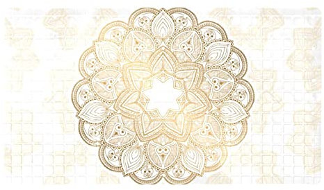 Badvorleger, Motiv: goldenes Mandala, rutschfest, für Badezimmer, 40,6 x 71,1 cm, Weiß
