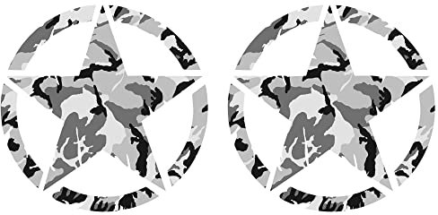 Adesivo Stella Militare Distrutto US Army - Confezione Kit Forme - 2 Pezzi - 4x4 Off Road Auto Moto - Varie Dimensioni 5 10 15 20 25 30 cm - Made in Italy (10 Cm, Camouflage Snow)