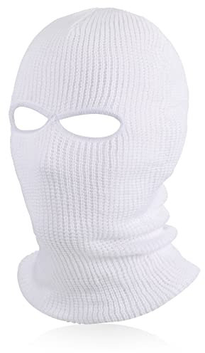 BBTO Gestrickte Skimaske Winter Sturmmaske Ski Sturmhaube mit 2 Löchern Ski Gesichtsabdeckung für Draußen Outdoorsports Radfahren Snowboarden für Radfahren Motorradfahren (Weiß, Klassischer Stil)