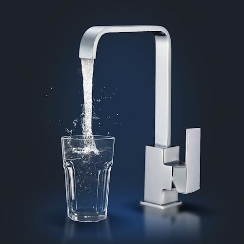 Rosenhahn & Söhne Juist 200 Küchenarmatur 360° Drehbarer Wasserhahn Küche - Armatur Küche [Chrom] - 2-fach verstellbare Spültischarmatur + Anschlussschläuche