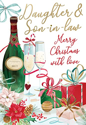 Daughter & Son-In-Law Embellished Magnifique Christmas Card Large Xmas Cards XMQ015