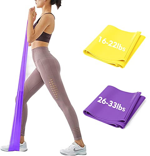 iMoebel Fitness Band 2er-Set Gymnastikband Fitnessbänder, 2 STÄRKEN 8-10kg/12-15kg Premium Extra Lang 1,8/2 Meter Übungsband widerstandsbänder für Yoga, Pilates, Crossfit, Rehabilitation