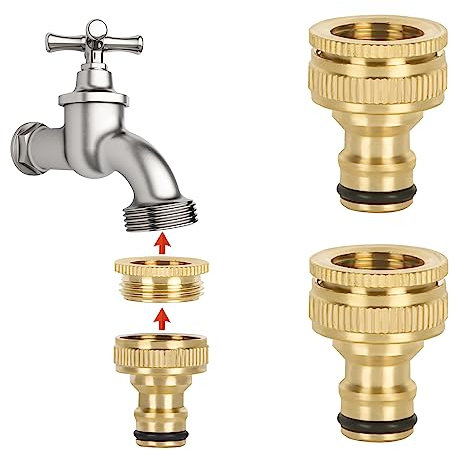 Figarge 1/2 Zoll auf 3/4 Zoll Gartenschlauch Adapter Außengewinde Schlauchkupplunge Messing für Wasserhahnanschluss (2 Stücke)