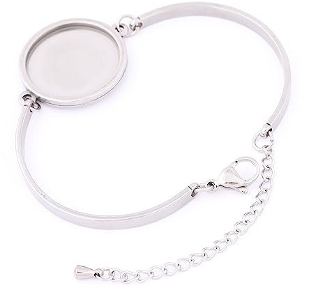 Reidgaller 5 Stück Edelstahl-Manschetten Armband Lünette Rohlinge 20 mm Cabochon Armreif Einstellung Tabletts DIY Armbänder Herstellung Zubehör (kleines Handgelenk)