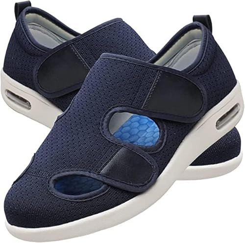 EIASER Zapatos Ortopédicos Diabéticos Zapatillas Al Aire Libre Cómodas para Hombre Cierre Ajustable Dedo Pie Hinchado Zapatillas, para Fascitis Plantar Juanetes Pies Hinchados,Azul Claro,40EU