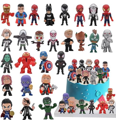 Mini superheld Figuren Set, 26 Stück Mini Action Figuren Set, Kuchen Dekoration, Figuren Cake Topper, Cartoons Kuchen Topper, Spielzeug Figuren Set, Tortendeko Figuren, für Kinder Geburtstagsfeiern