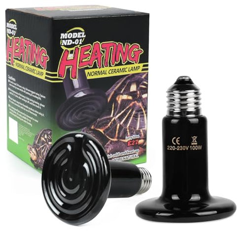 Adiwo 2 Pezzi 100W Lampadina Riscaldante in Ceramica, E27 Rettile Lampada a Infrarossi Riscaldante, Lampada Rettile, per Anfibi e Rettili Tartaruga, Uccelli, Lucertola, Serpente