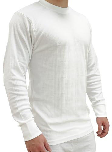 Mens Thermal Work Base Layer Long Sleeve T Shirt Size S to 5 XL - Work & Leisure Warm Thermal T Shirts White