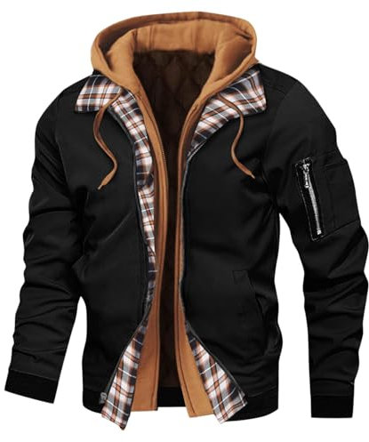 Herren Holzfäller Hemd Kariert Thermo Gefüttert Jacke Flanell Fleece Sweatjacke Mit Fell Baumwolle Gefüttert Herren Kapuzenjacke Fleecejacke Kapuzenpullover Winter Kariert Arbeitsjacke Thermojacke