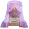 Gcroet Bett Baldachin Spitze Schiere Mesh Prinzessin Bett Baldachin für Mädchen Dome Moskitonennetz Dekoration Hängende Bettvorhänge für Doppelbett lila