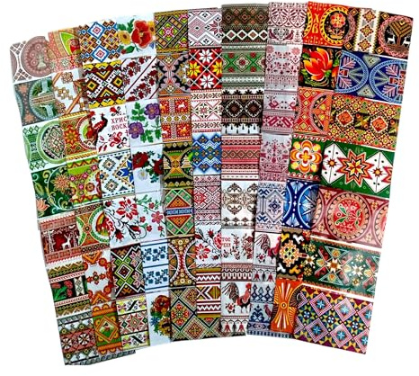 Ukrainisches Kunsthandwerk Schrumpffolie Ostereier Set Ornamente – 10 Streifen für 70 Eier – Eier verzieren DIY – Ostereier dekorieren – großes Set – Sonderangebot