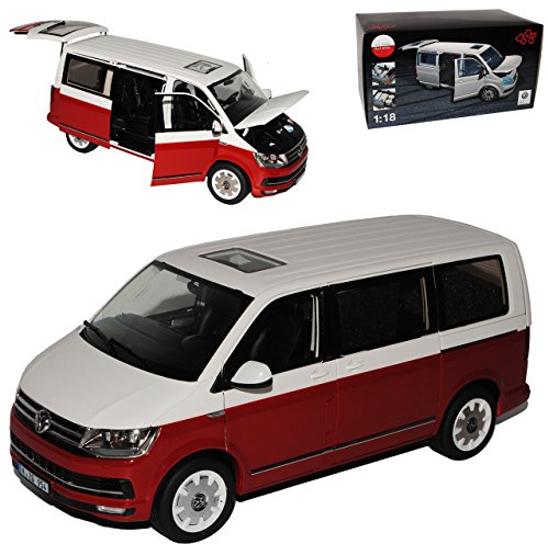 Generisch Volkwagen T6 Multivan Highline Personen Transporter Rot Weiss T5 Ab 2. Facelift 2015 1/18 NZG Modell Auto
