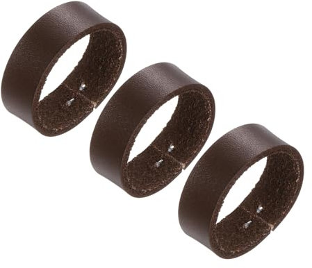 QUARKZMAN 3 Stück Lederschlaufenhalter - Texturierte Ring-Schnalle passt zu 3,5 cm breitem Gürtelband für DIY-Handwerkstasche Gürtelbefestigung (Kaffee)