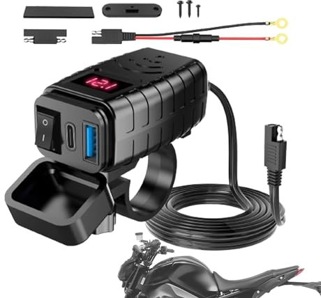 Voltímetro Cargador USB Para Moto - Cargador De Teléfono USB Para Moto |Interruptores /OFF Cargador USB Para MotoVoltímetro | Cargador De Teléfono Moto PD 3.0 Enchufe Cargadores De Batería