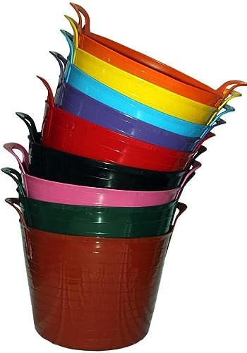 Novostyl® 5 x 42 Litre Flexi Tub Storage Container Bucket Garden Laundry Durable Colours