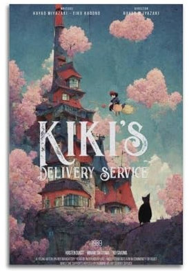 TWFSRXVWTS Kiki's Delivery Service Anime-Filmposter, dekorative Malerei, Leinwand, Wandposter und Kunstdruck, moderne Familienschlafzimmer-Dekoration, Poster, 40 x 60 cm