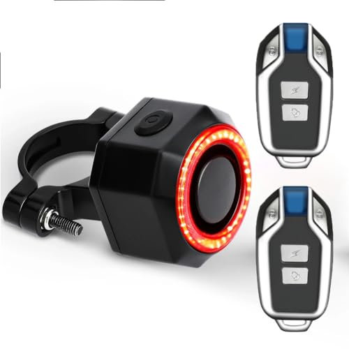 4 IN 1 Fahrrad Alarmanlage, Fahrradalarm mit Fernbedienung Bremslicht, Lauter Anti-Diebstahl Fahrradalarm mit Lenkfunktion, USB Wiederaufladbare Wasserdicht für Fahrrad Motorrad Moped Scooter (2PCS)