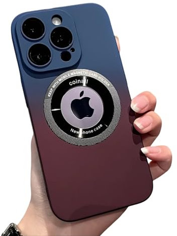 Rokmym Magnetisch Hülle für iPhone 13 Hülle 6.1 Zoll Kompatibel mit Mag-Safe,Matt Allmähliche Veränderung Handyhülle für iPhone 13 Fallschutz Kratzfest Stoßfest Schutzhülle, Blaues Burgunderrot