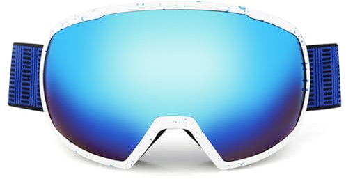 Alomejor Skibrille für Herren, Bruchsichere UV-Schutz-Skibrille mit Schlagrahmen Zum Skifahren und Snowboarden (BLUE)