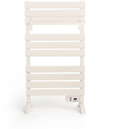 CREATE / Warm Towel 500W / Toallero eléctrico Blanco Roto con Patas con Estante / 103x5x55 cm/para Suelo o Pared, Temporizador, Pantalla LCD, bajo Consumo