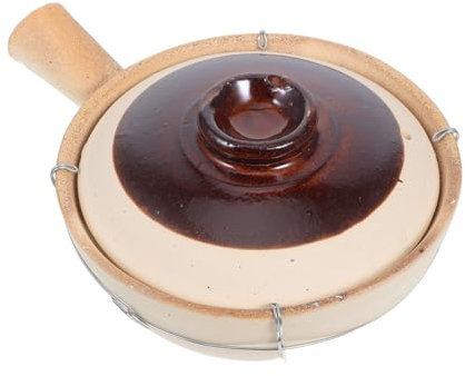 HOLIDYOYO Clay Cooking Pot with Lid 0.5l White Earthenware Single Handle Mini Casserole for Bibimbap and Hot Pot Suitable for Home and Travel