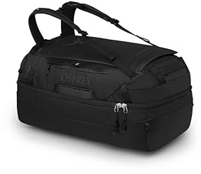 Osprey Travel Bag Backpack Transporter Squffel 70 Raven Black | travel duffel, gear bag, weekender, water resistant, travel gear protection, Black color, OS size