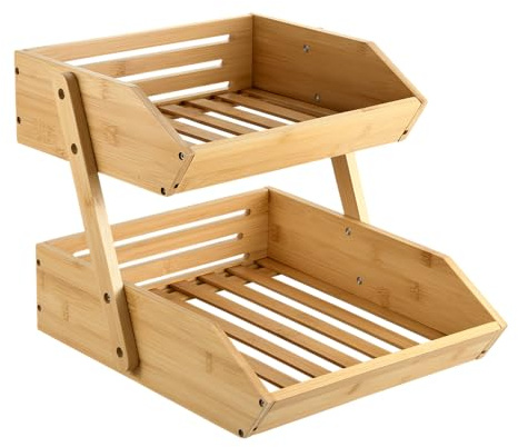 Kesper | Regal mit 2 Ablagen, Material: Bambus, Maße: B33 x T 38 x H 28 cm, Farbe: Braun | 58852