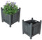 Vivo Technologies Set of 2 Square Wooden Planters Outdoor Garden Planter Box Planting Raise Bed Plants Flowers Plant Pot Natural Long Wood Pot,30x30x38 cm, Grey