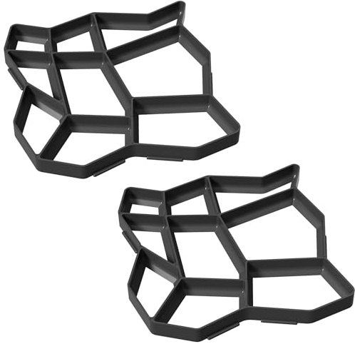 FIVMEN 2x Pflasterform Gießform Gehweg Schablone 9 Kammern DIY Garten Betonformen Schalungsform Pflastersteine Streichen aus Kunststoff Gehwegplatten, Irregulär